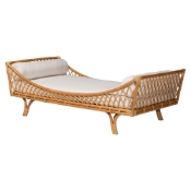 bali & pari Akemi Handwoven Natural Rattan Daybed with Cushion - Boho Coastal Lounge Bed for Living Room, Bedroom, or Sunroom Baxton Studio restaurant furniture, hotel furniture, commercial furniture, wholesale bedroom furniture, wholesale twin, classic twin